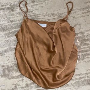 Gilli satin cowl neck tank top